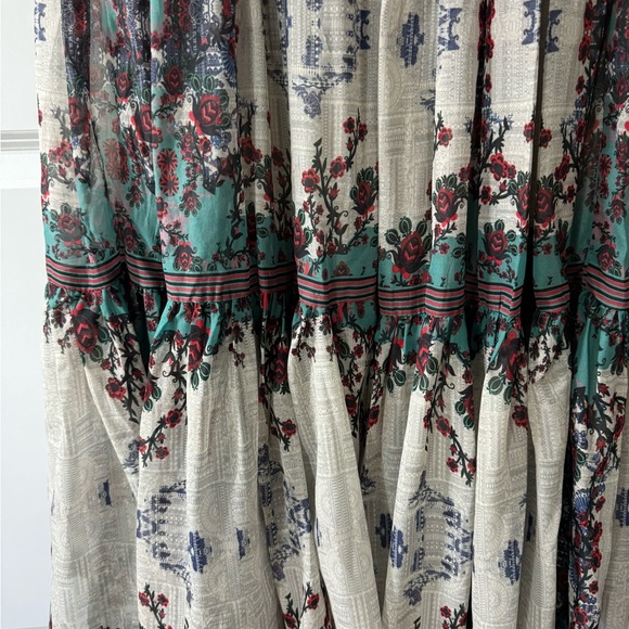 Bhanuni By JYOTI Size 0 Black Roses Beaded Maxi Dress Green Anthropologie Madera - Picture 2 of 10